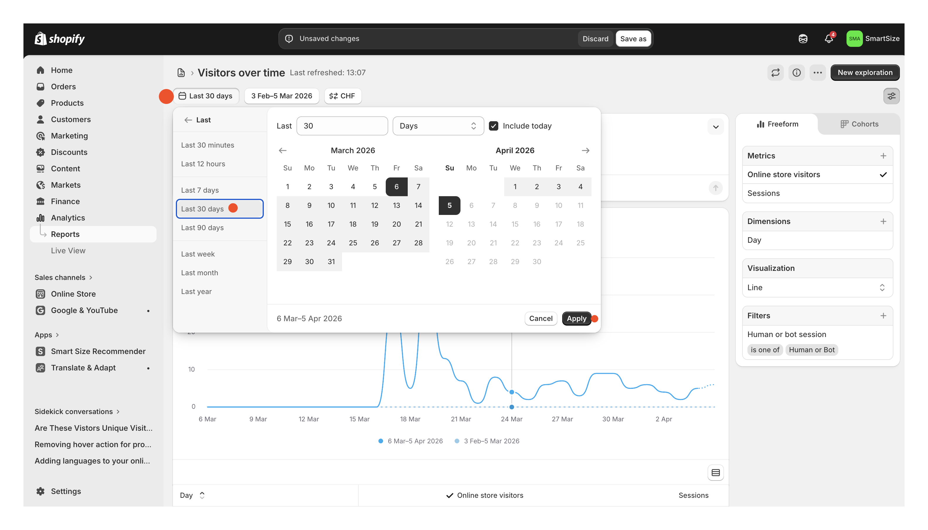 Set the date range to Last 30 days